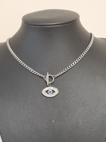 Collier oeil de protection argenté