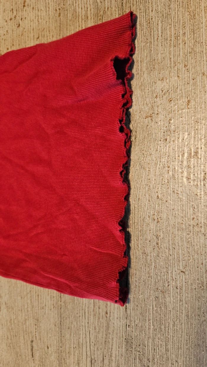 T shirt bordeau cotellé, à manches très courtes, Subdued, taille S - photo numéro 3