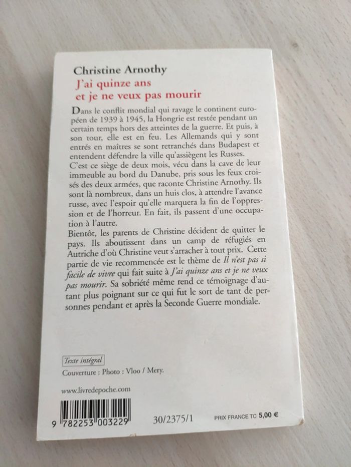 Livre poche J'ai quinze ans et je ne veux pas mourir et il n'est pas si facile de vivre Arnothy - photo numéro 6