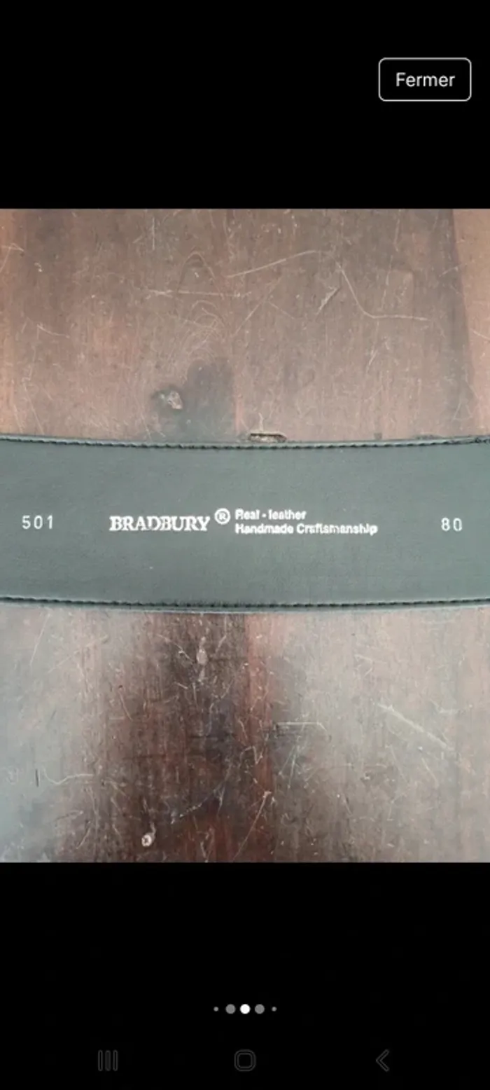 Ceinture en cuir noir Bradbury 80cm Handmade - photo numéro 9