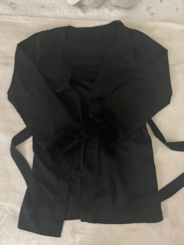 peignoir noir plume SHEIN