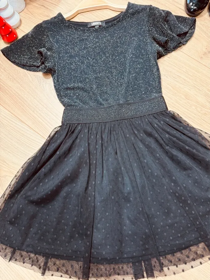 Taille 5 ans robe fête fille Liberto noire argenté * scintillant tulle * 🎄 - photo numéro 3