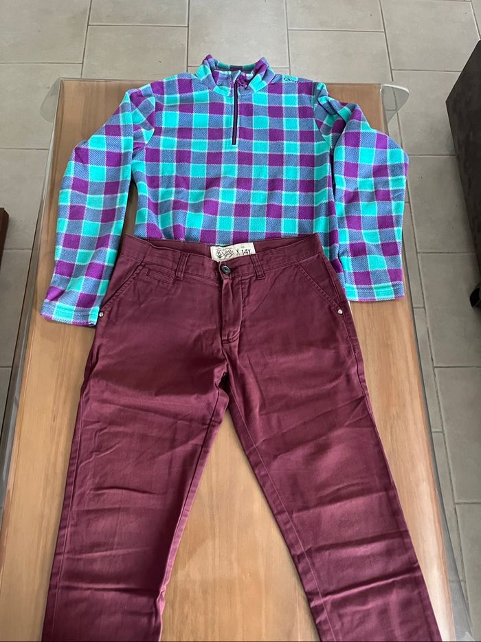 Pantalon bordeaux et polaire verte Decathlon 14 ans - photo numéro 2