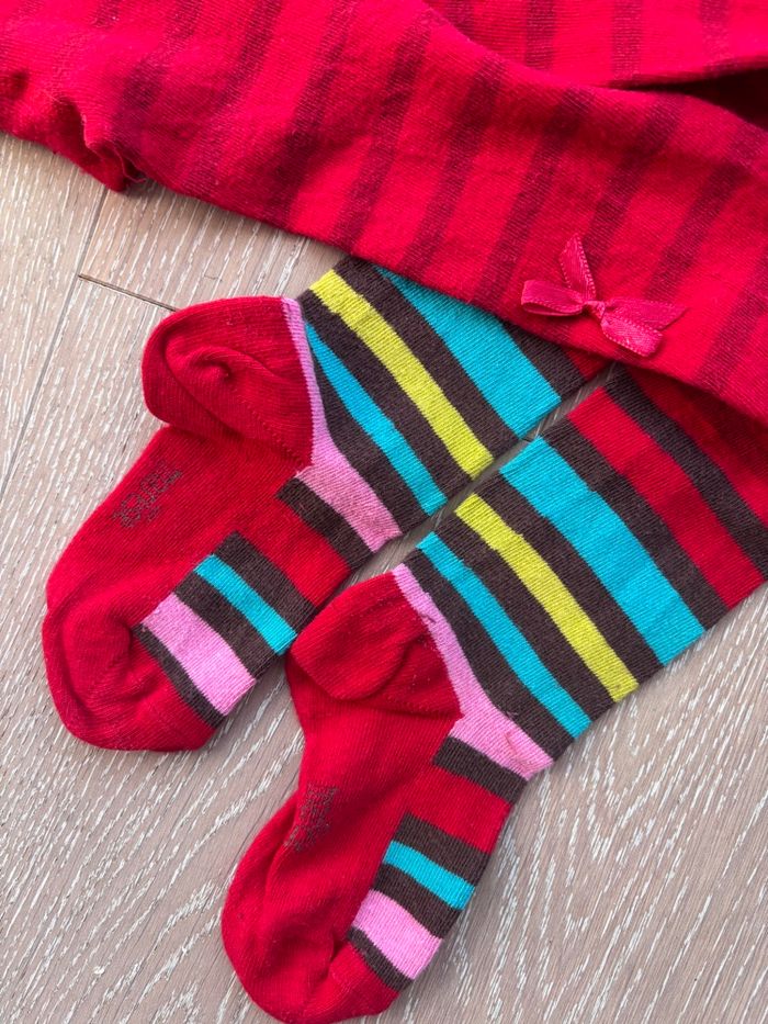 Collants fille Marese pointure 27/30 rouge et multicolore tbe - photo numéro 2