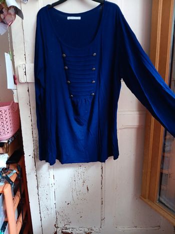 Haut bleu roi gemo 50 52 fil décousu bas manche bouloches pas vinted go