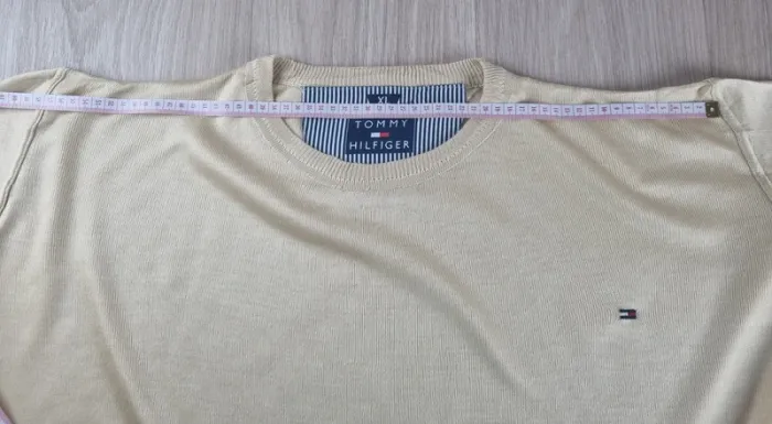Pull a col rond Tommy Hilfiger beige/jaune Homme Taille XL - photo numéro 4