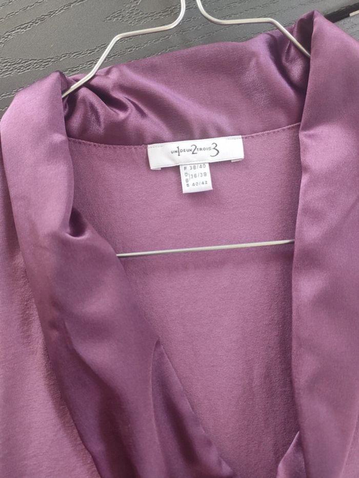 tee shirt 123 a col satin parme 38/40 - photo numéro 2