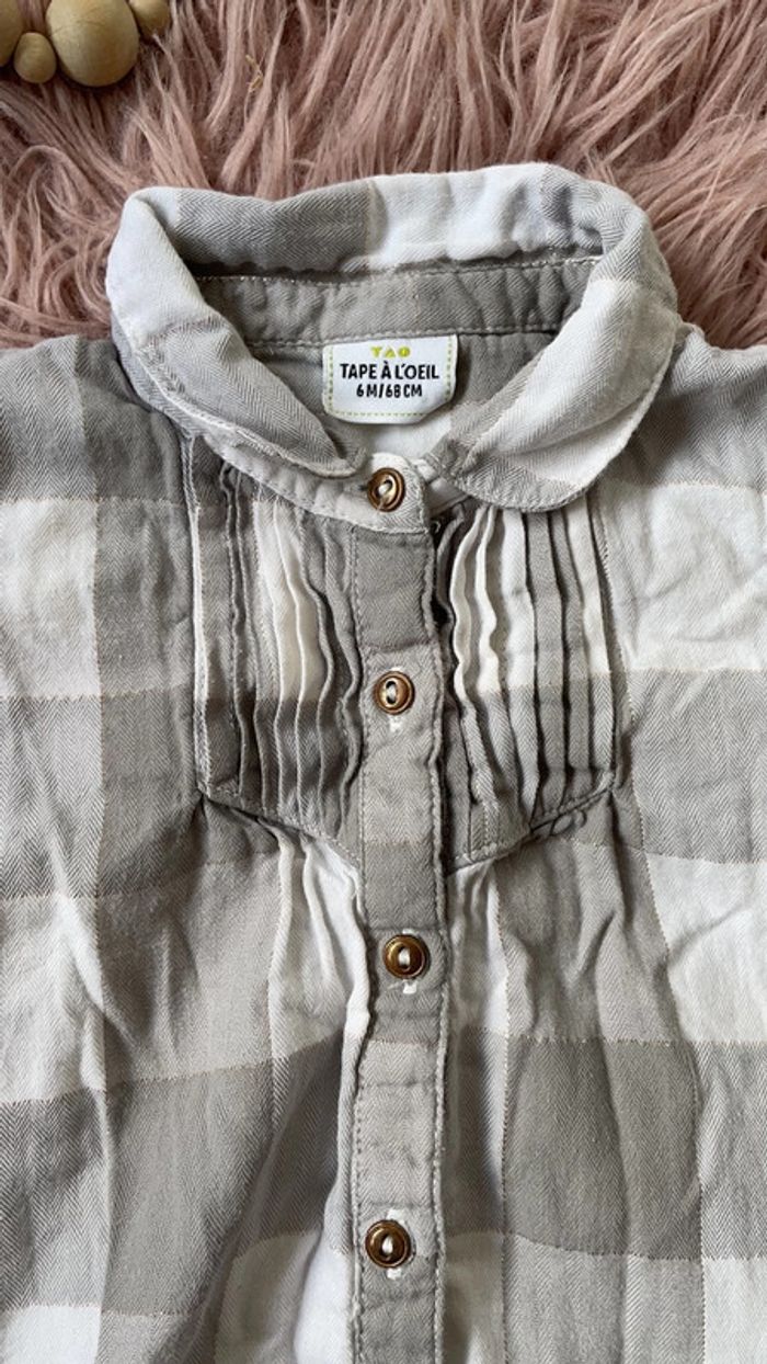 Robe tunique à carreaux grise TAO 6 mois - photo numéro 2