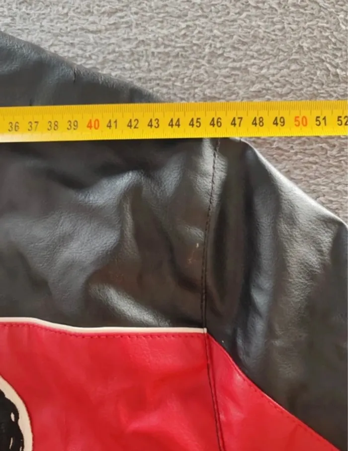 Veste moto vintage Black Tiger – Taille M – Noir & Rouge - photo numéro 11
