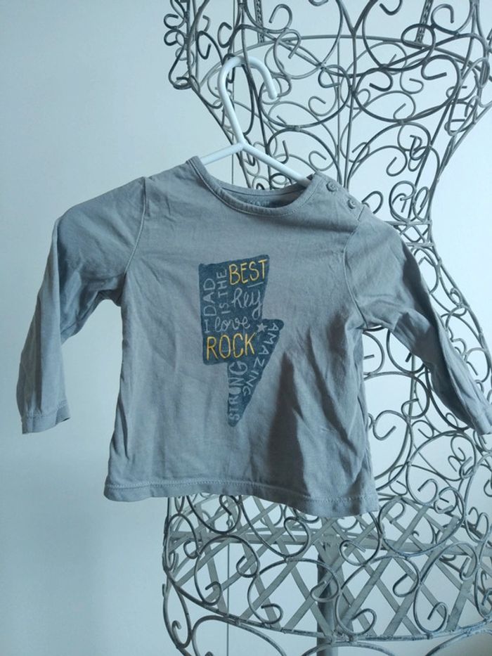 T-shirt gris manches longues Kiabi - photo numéro 2