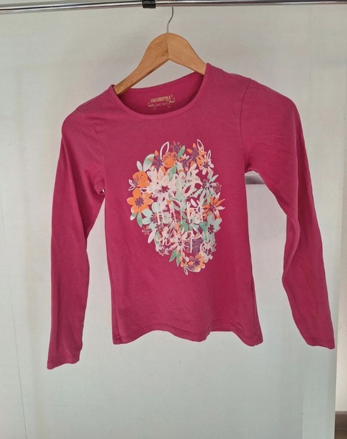 T-shirt manche longue enfant fille rose fushia 12 ans Orchestra