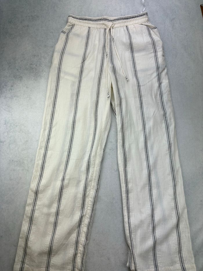 Pantalon toile texturé à rayures - photo numéro 2