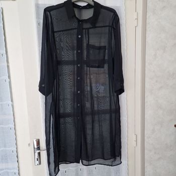 long gilet transparent noir