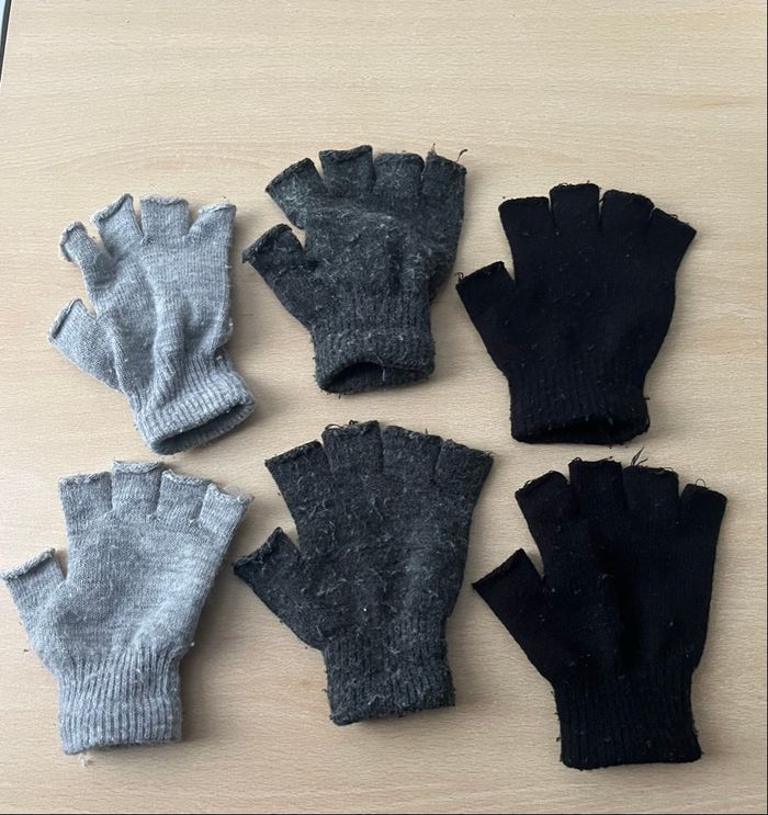 Lot de 3 mitaines - Taille Unique Enfant 13ans - Noir, Gris