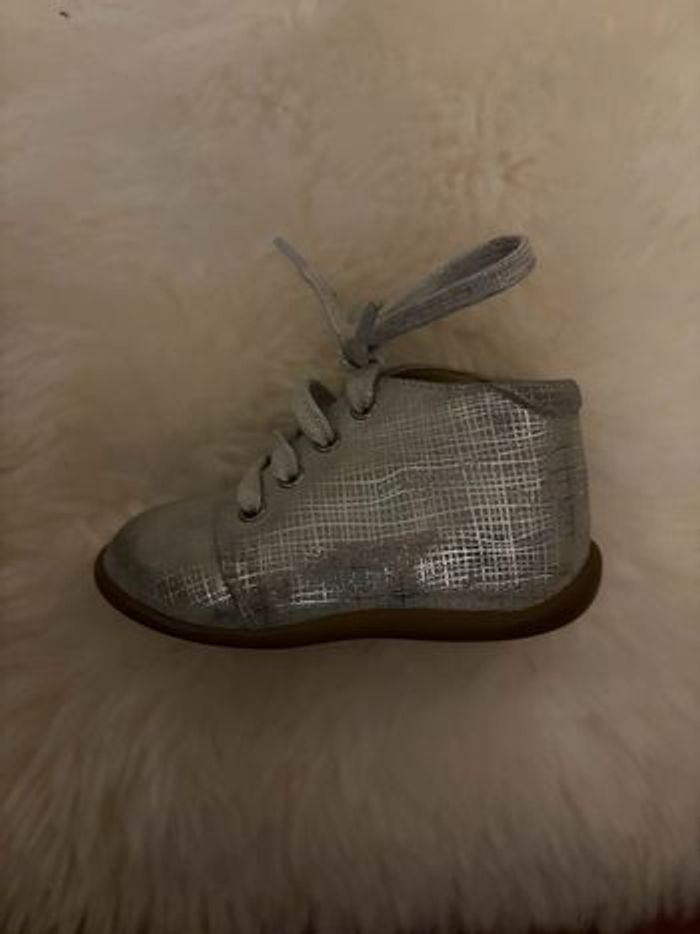 Pom d’Api Chaussures – premiers pas –  bleu argentées - photo numéro 3