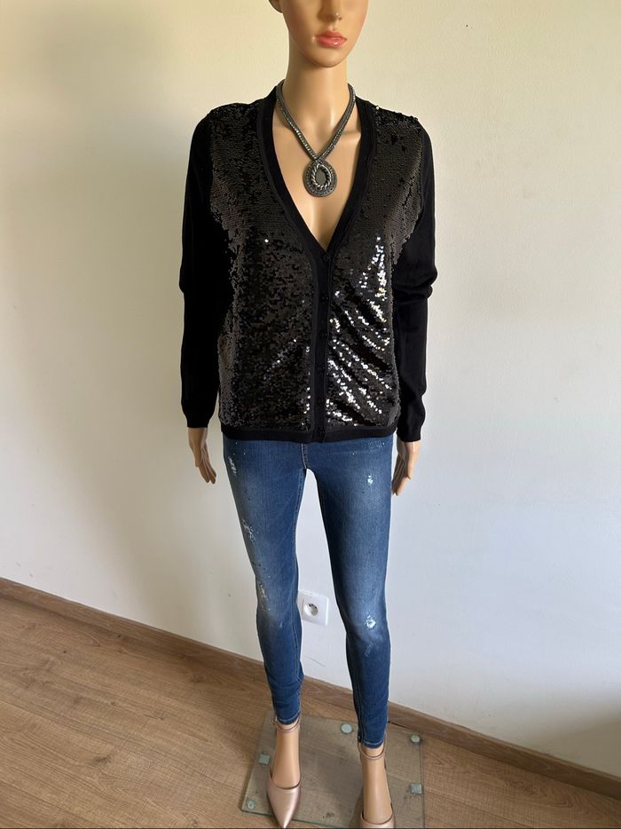 Cardigan noir avec sequins Bel&Bo taille S jamais porté - photo numéro 3