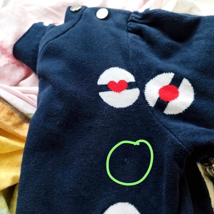 Pull jacadi bleu marine sphères blanches cœur - photo numéro 6