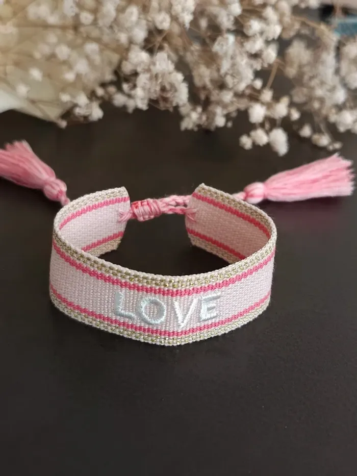 Bracelet tissu love rose