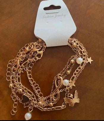 A37 Lot de 4 bracelet gourmette chevillere doré or tendance réglable