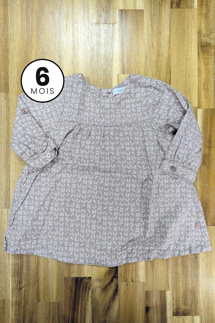Robe / Tunique marron à fleurs - Obaïbi bébé fille 6 mois