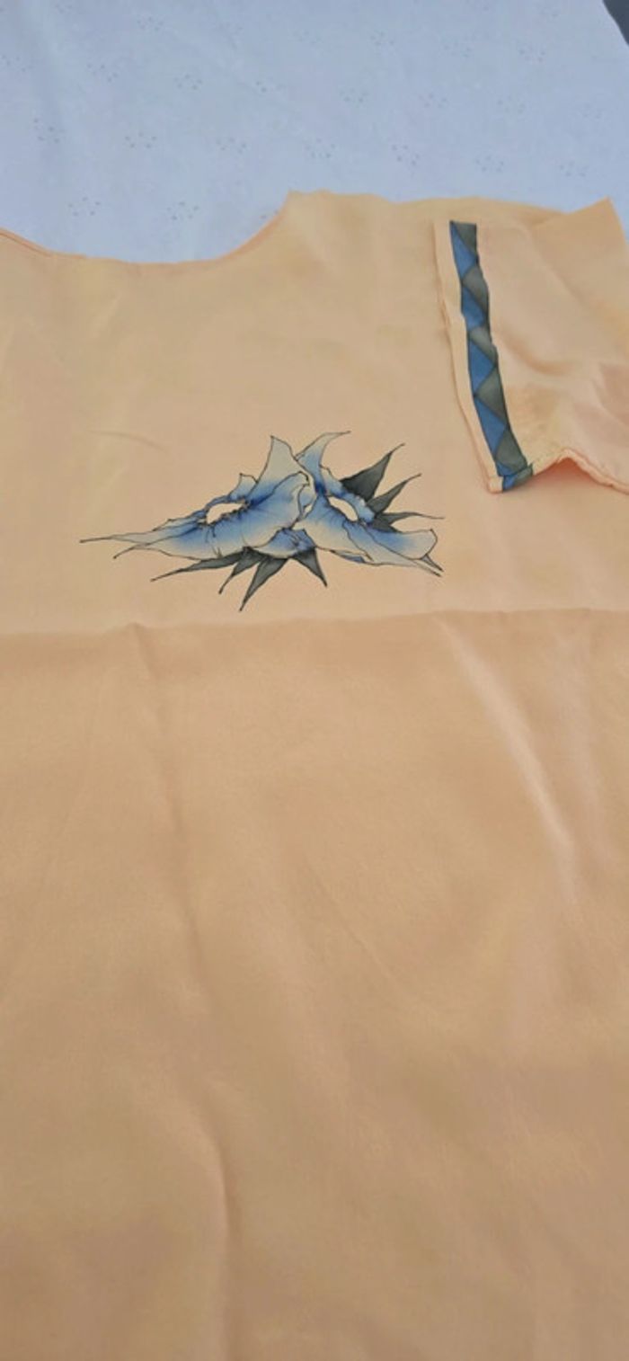 Blouse t-shirts en Soie Naturelle Peinte à la Main piece uniques Vintag - photo numéro 10