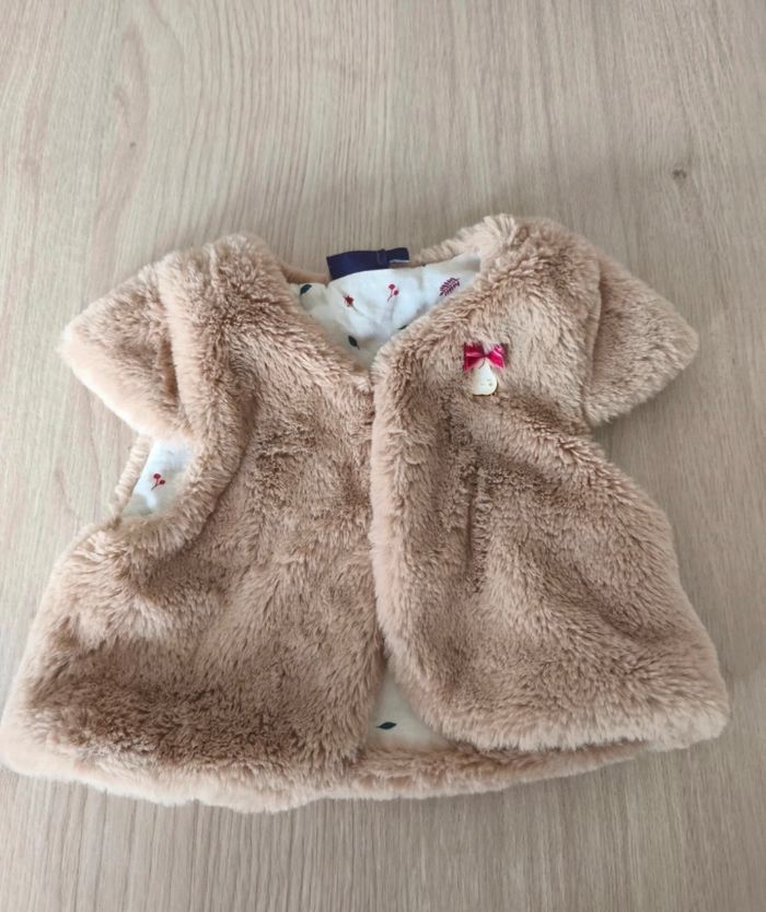 Gilet fourrure beige