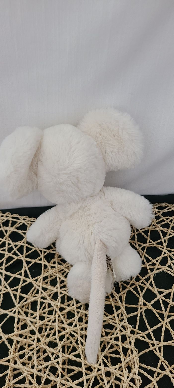 Doudou peluche souris blanche- Nez rose - Bukowski - photo numéro 4