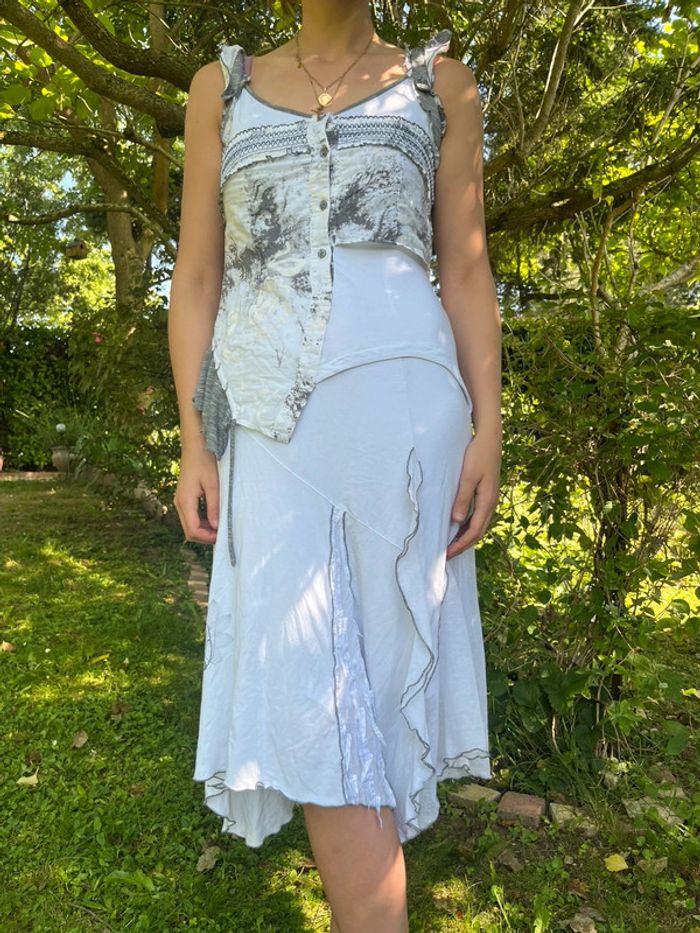 Robe longue asymétrique grunge bohème champêtre mesh y2k 2000yer