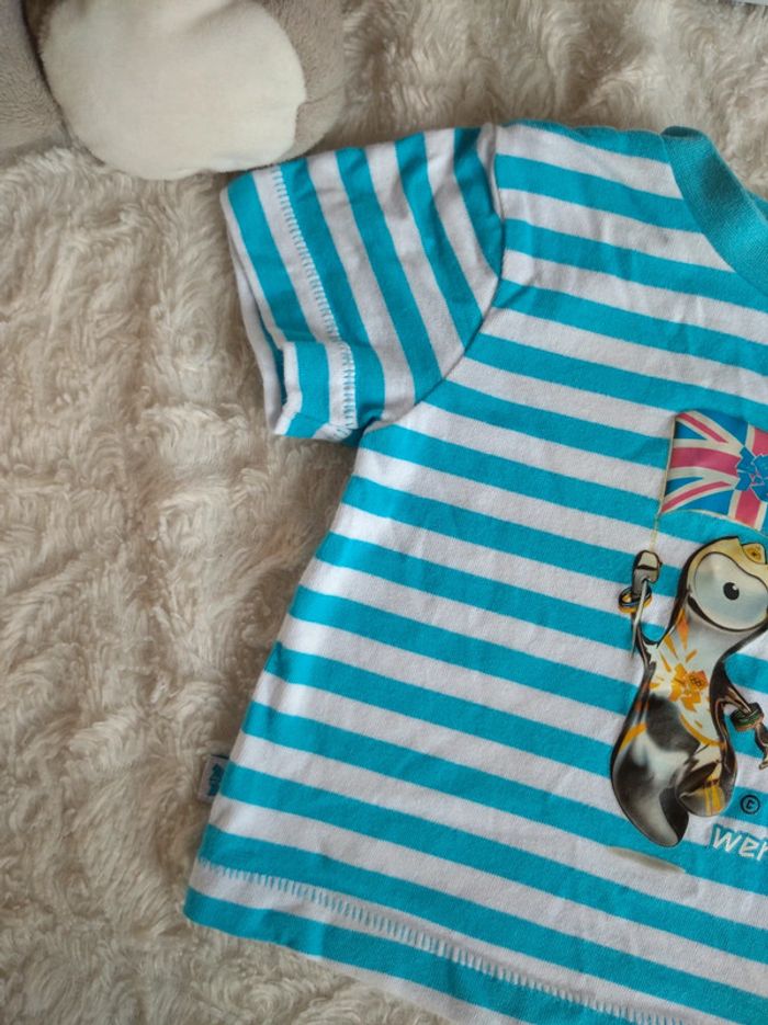 Tee shirt chemise manches courtes Garçon 3/6 mois Londres JO 2012 London Wenlock 100% coton - photo numéro 3
