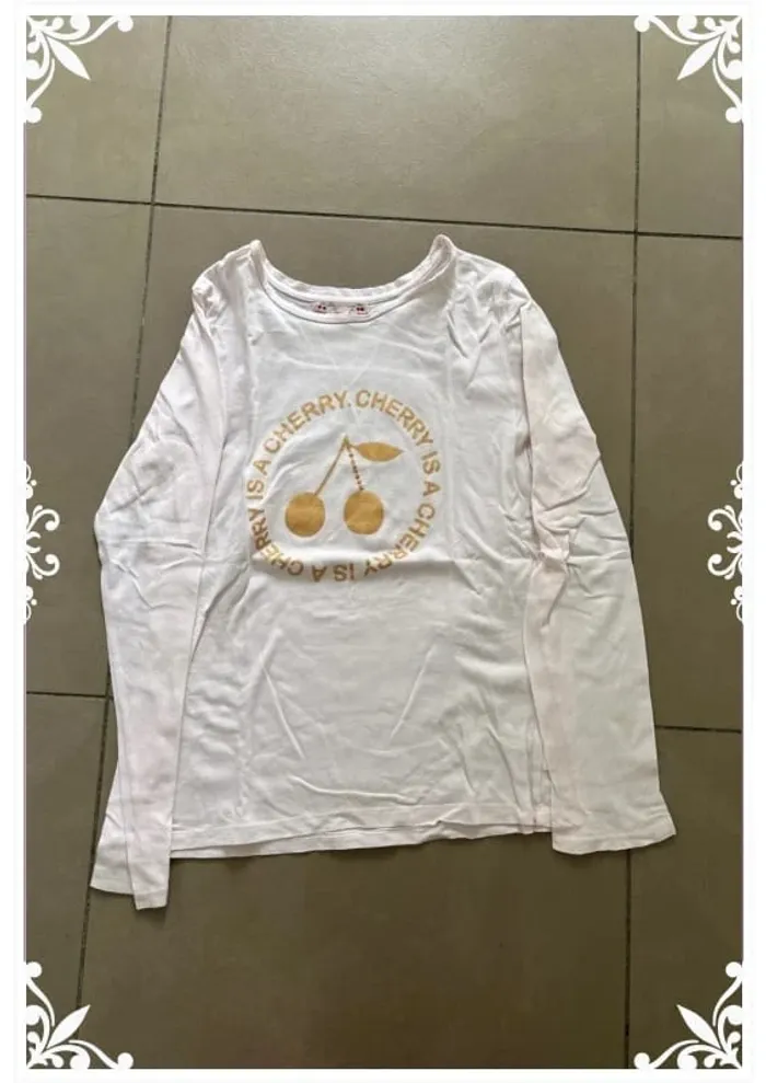 T-shirt manches longues rose pales taille 12 ans enfant fille Bonpoint - photo numéro 3