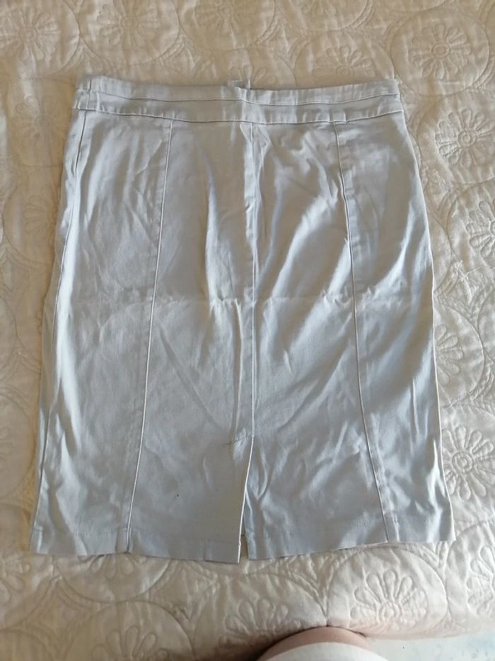 Jupe tailleur toile beige 38