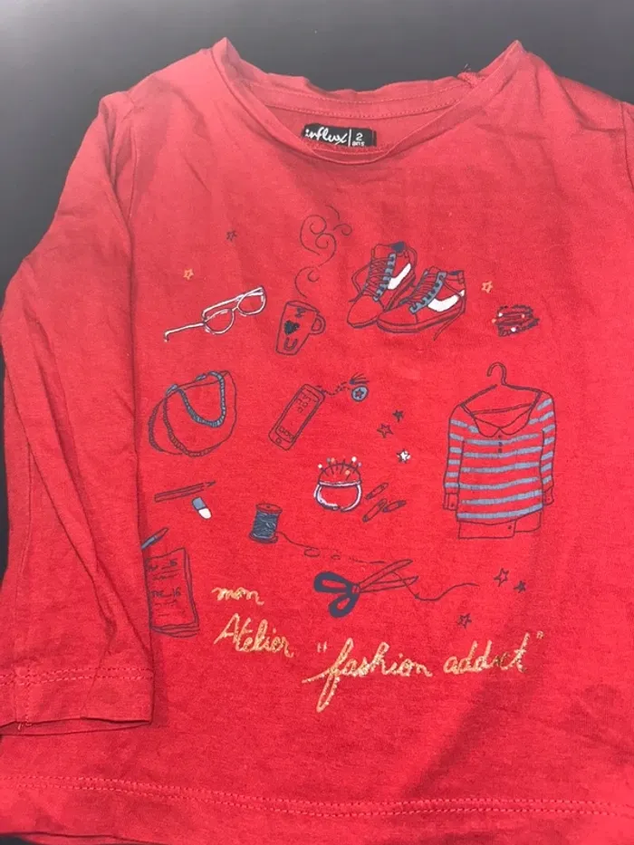 T-shirt manches longue rouge Fashion - photo numéro 2