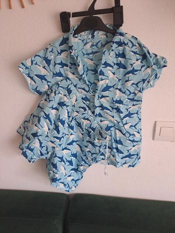 Pyjama garçon chemisette et short bleu requins BCBG tex 6/7 ans