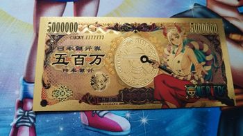 Billet Yen gold doré One Piece Yamato card rare Collector Idée cadeau Gift