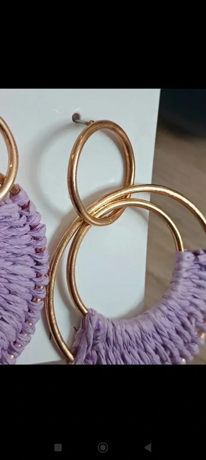 Boucles d'oreilles créoles violettes - photo numéro 3