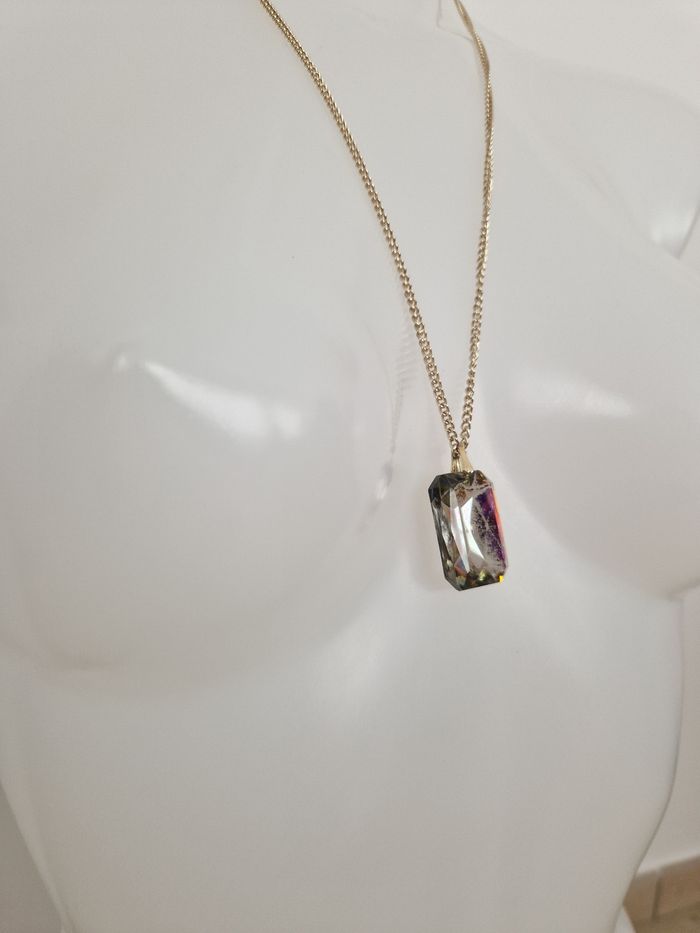 Collier argenté pierre transparente et colorée - photo numéro 2