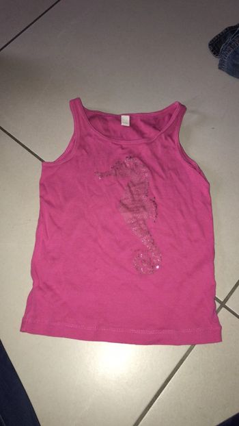 Débardeur rose motif hippocampe pailleté 6-7 ans