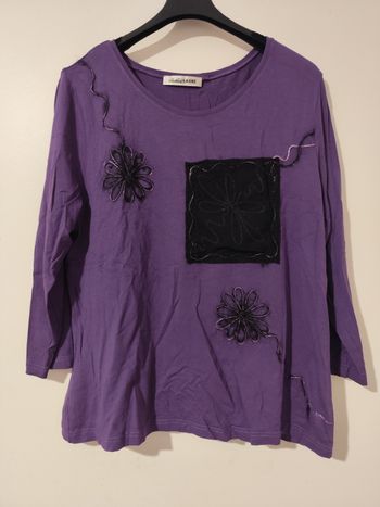 Blouse mauve et noire taille 40 Christine Laure