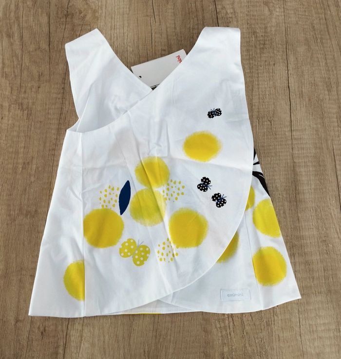 Débardeur blouse sans manches fille blanc et jaune taille 18 mois Catimini - photo numéro 2