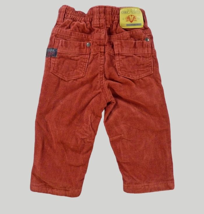 Pantalon velours côtelé rouge brique Orchestra 12 mois 74 cm garçon - photo numéro 3