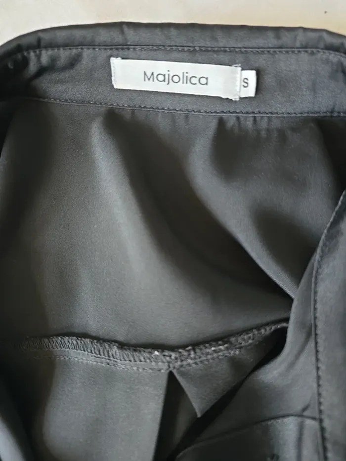 Chemisier noir satin brillant polyester viscose - photo numéro 5