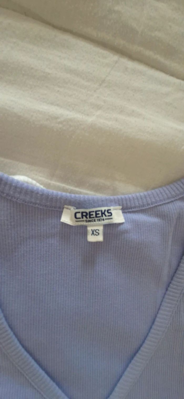 Lot de 2 Tee-shirt manches courtes / top d'été creeks (1 violet/lila et 1 blanc) - photo numéro 4