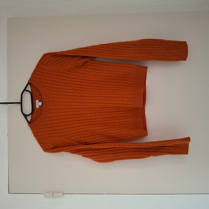Pull en maille torsadée orange foncé - Manches longues - Taille S - Ovs - photo numéro 2