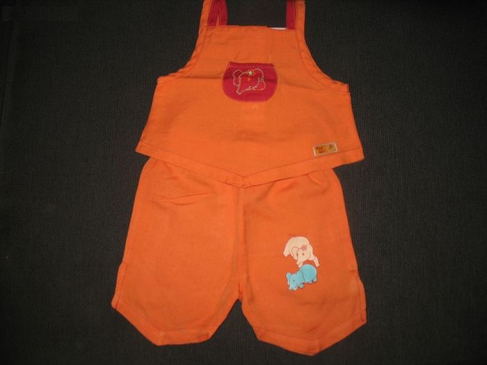 ENSEMBLE 2 PCS BÉBÉ FILLE : PANTACOURT + DÉBARDEUR "PICK OUIK" - 6 MOIS - n°12