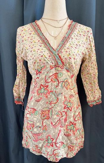 Blouse longue bohème manche 3/4