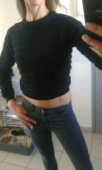 Pull court bleu marine foncé femme taille s         14