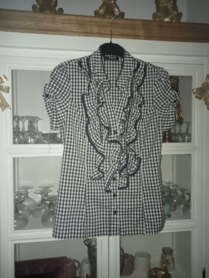 Chemise / top / blouse vichy et col jabot by Morgan taille 36 comme neuve - photo numéro 15