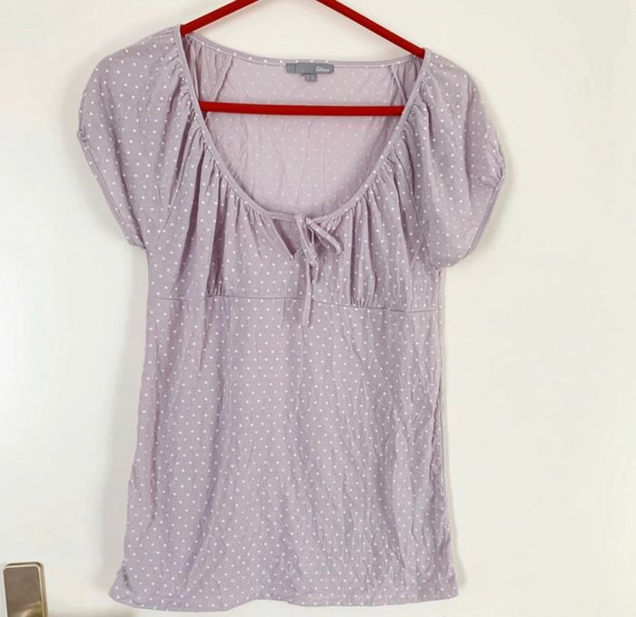 T-shirt taupe à pois - Etam