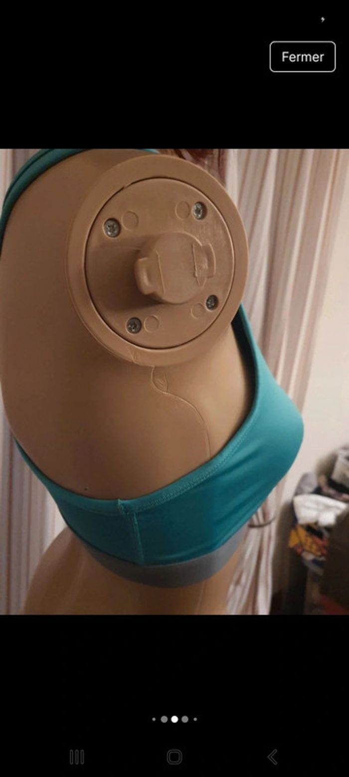 Brassière de sport tourquoise/gris Nike taille S - photo numéro 7