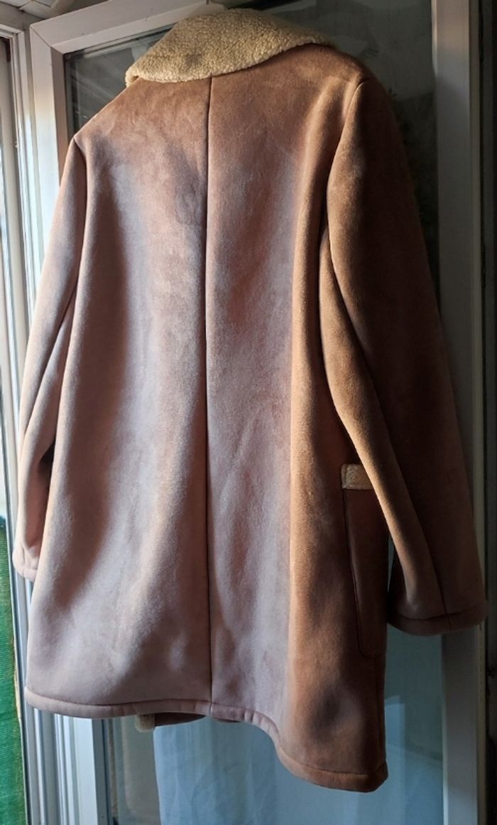 Manteau femme vieux rose doublé laine mouton - photo numéro 2